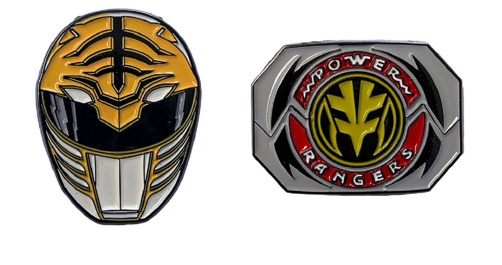 Power Rangers White Ranger Mask and Emblem Tommy 2 Pack Enamel Pin set