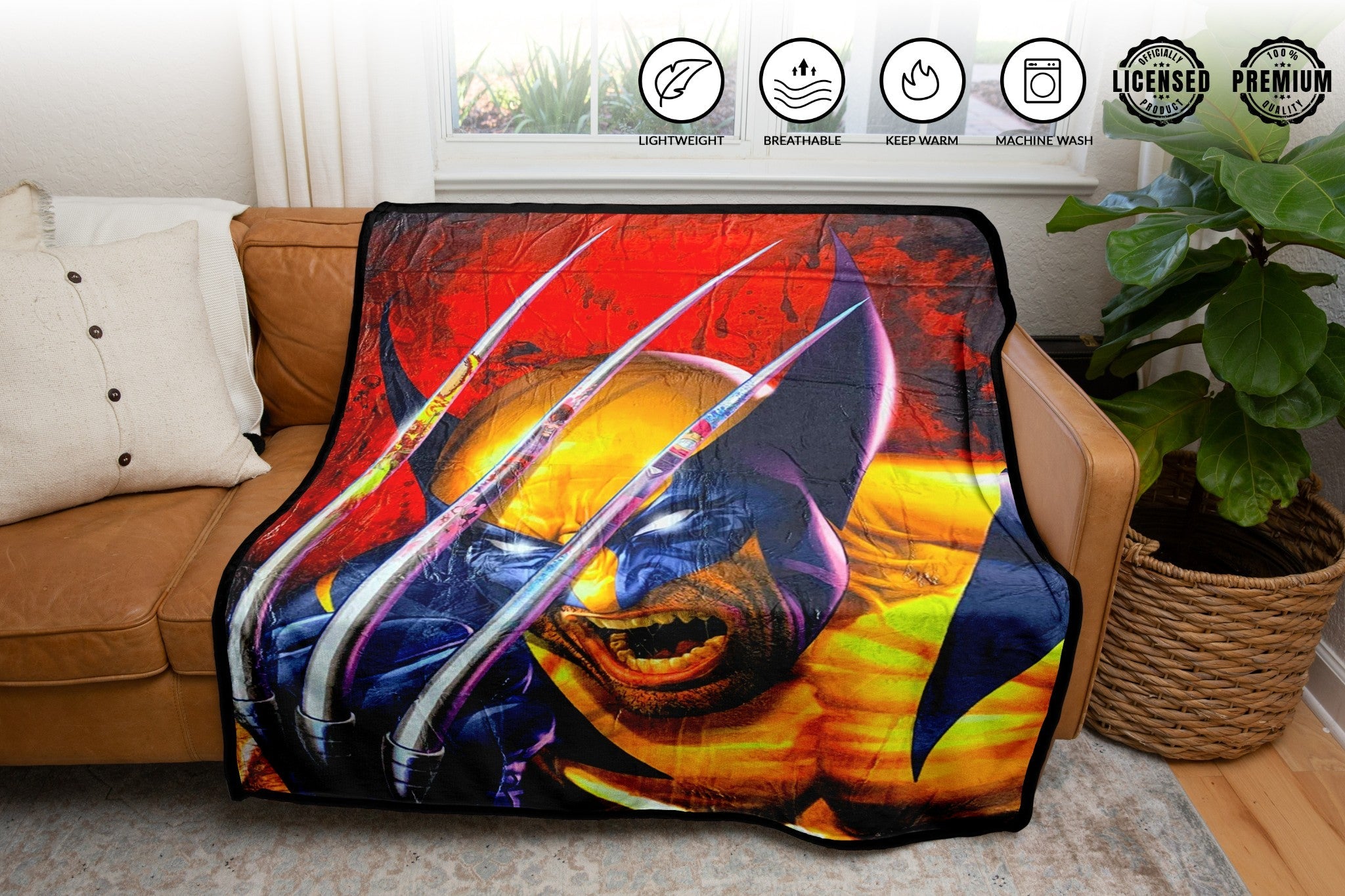 X-Men Wolverine Claw by Greg Horn Marvel Fleece Throw Soft Lightweight Blanket 45x60 Inches