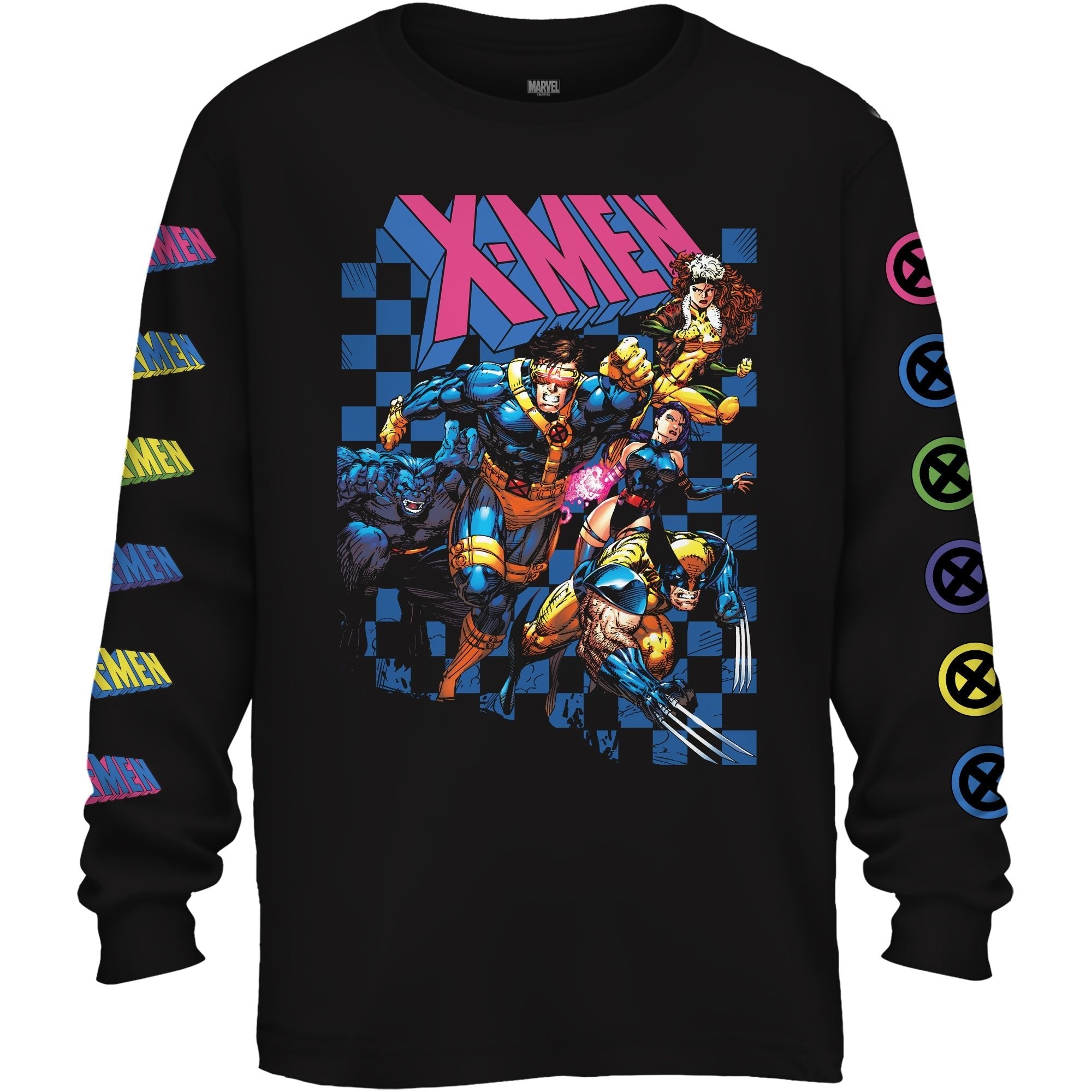 X - Men 90's Group Shattershot Marvel Adult Long Sleeve T Shirt - Fundom