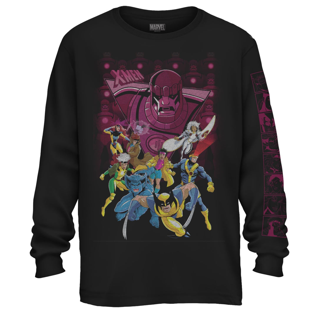 X - Men 90's Sentinel Attack Marvel Adult Long Sleeve T Shirt - Fundom