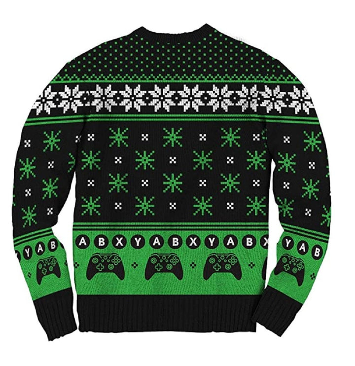 Xbox Logo Pattern Gamer Offcially Licesned Adult Ugly Fleece Sweater - Fundom