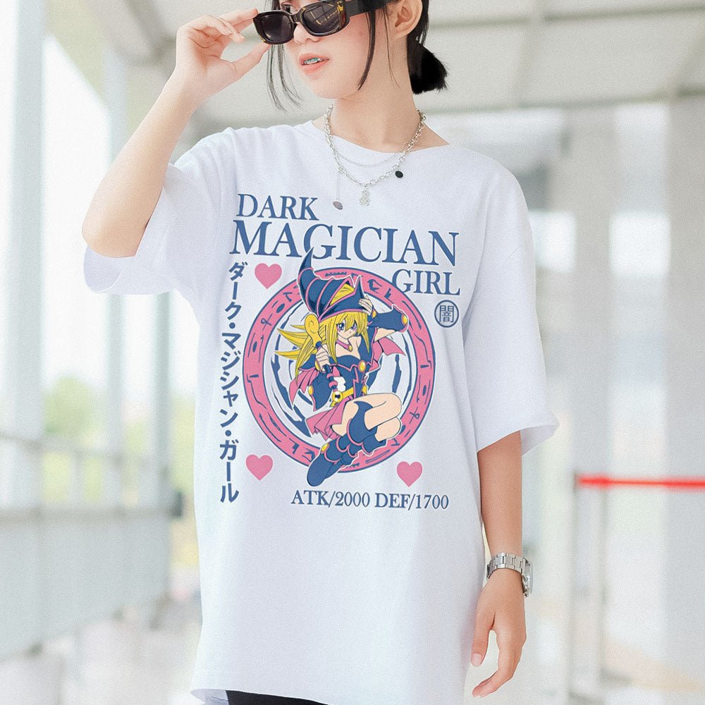 Yu - Gi - Oh! - Duel Dark Magician Girl Stats Adult T-Shirt - White - Officially Licensed - Fundom