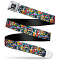 DC Universe Superhero And Villains Collage Full Color Seatbelt Belt