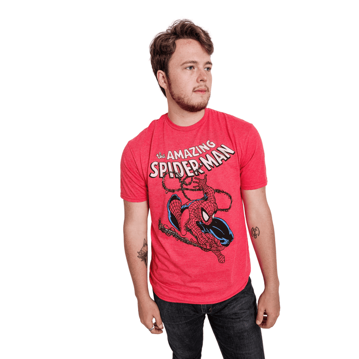 Spider-Man Spidey Swinging Marvel Comics Adult Graphic T-Shirt