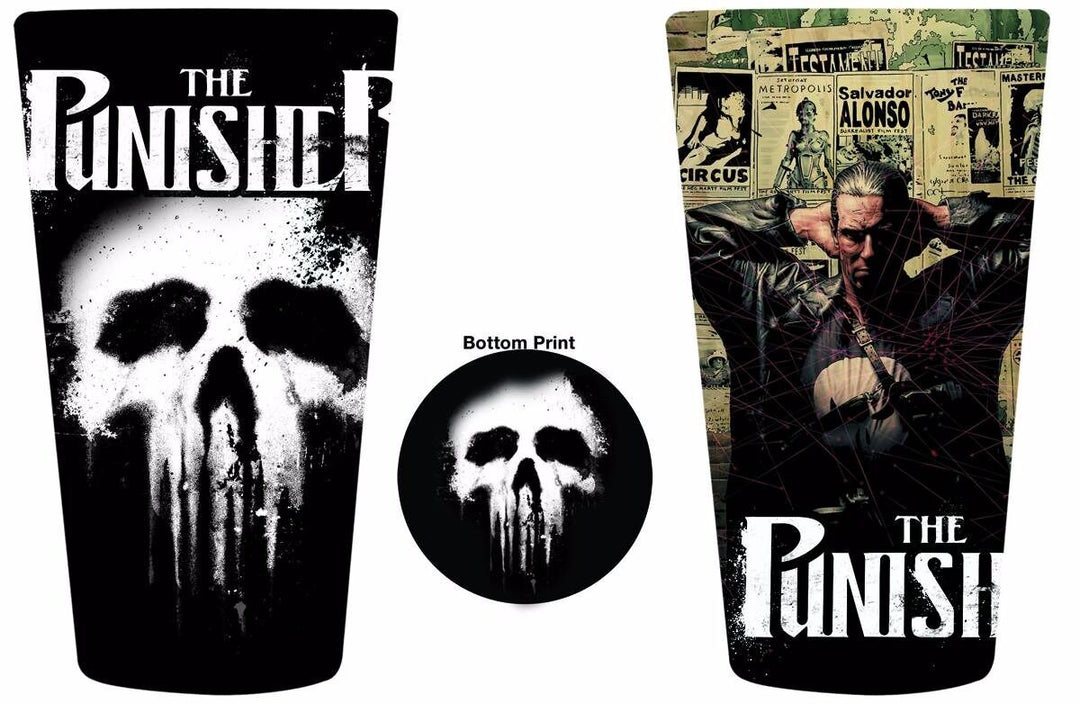 Punisher Skull Symbol Bottom Print Marvel Comics Pint 2 Pack Glassware