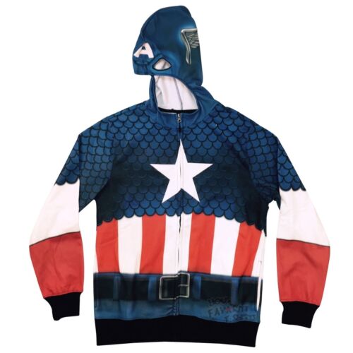 Captain America Costume Sublimated Fleece Marvel Comics Adult Hoodie