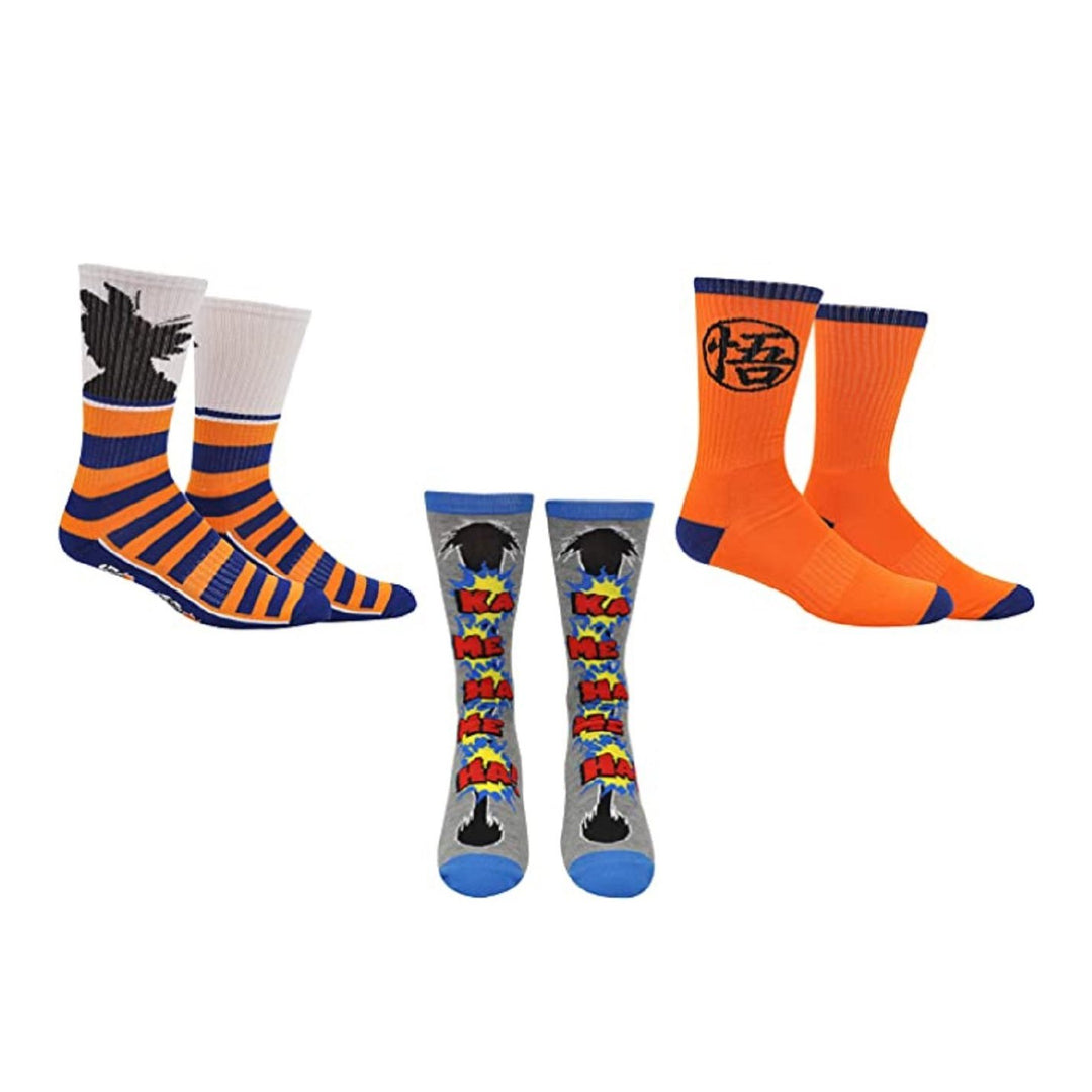 Dragon Ball Super Goku Kame Kamehameha Anime 3 Pack Crew Socks