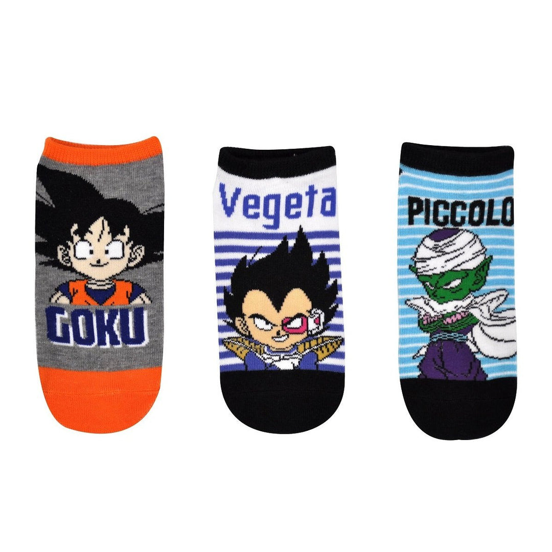 Dragon Ball Z Chibi Goku Vegeta Piccolo Anime Unisex No Show Socks 3 Pack