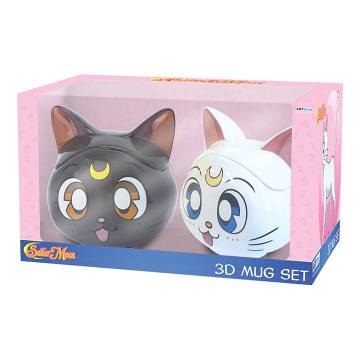 Sailor Moon Luna & Artemis 3D Ceramic Coffee Tea Mugs Set 11.5Oz