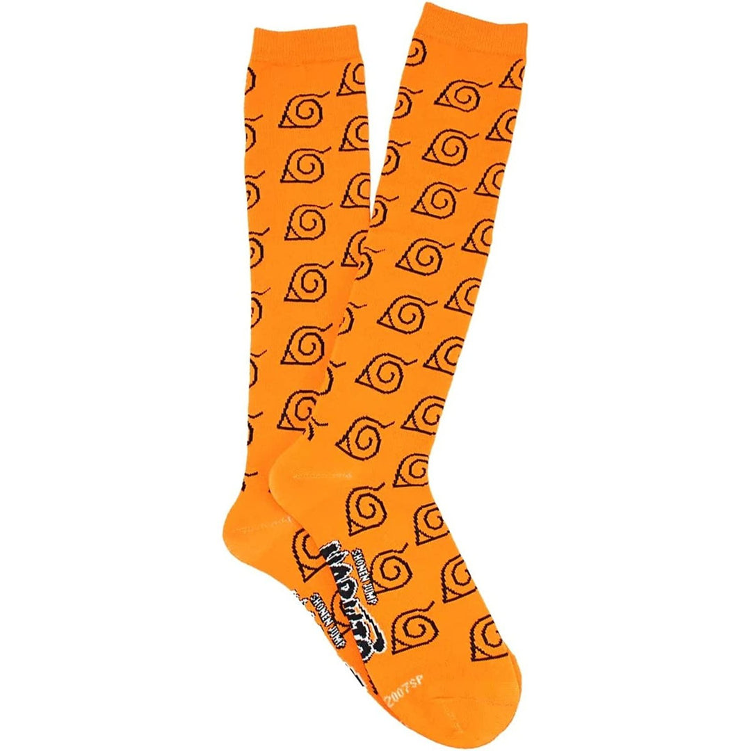 Naruto Shippuden Hidden Leaf Print Knee High Socks Ladies Sizes 4-10