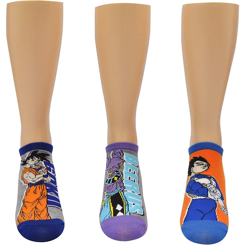 Dragon Ball Super Lowcut Socks 3 Pair - Dragon Ball Goku, Vegeta, Beerus No Show Socks