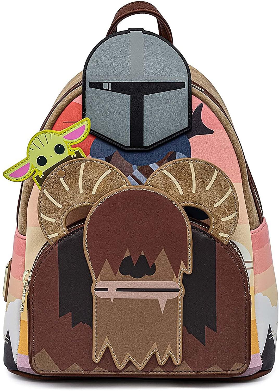 Loungefly Star Wars The Mandalorian Bantha Ride Mando and Baby Yoda Mini Backpack Bag