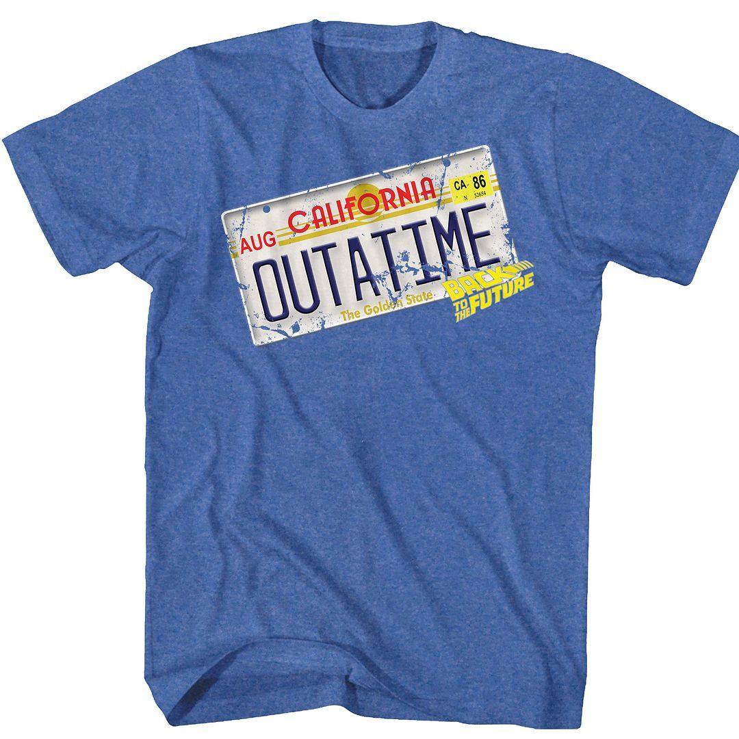 Back To The Future Outatime Delorean Plate Adult T-Shirt