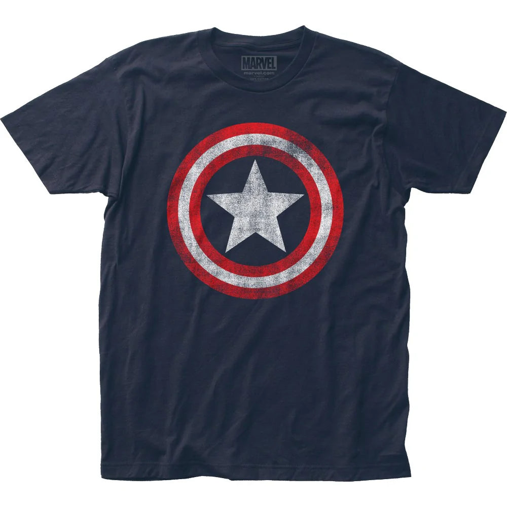 Captain America Distressed Shield Logo Marvel Comics Adult T-Shirt