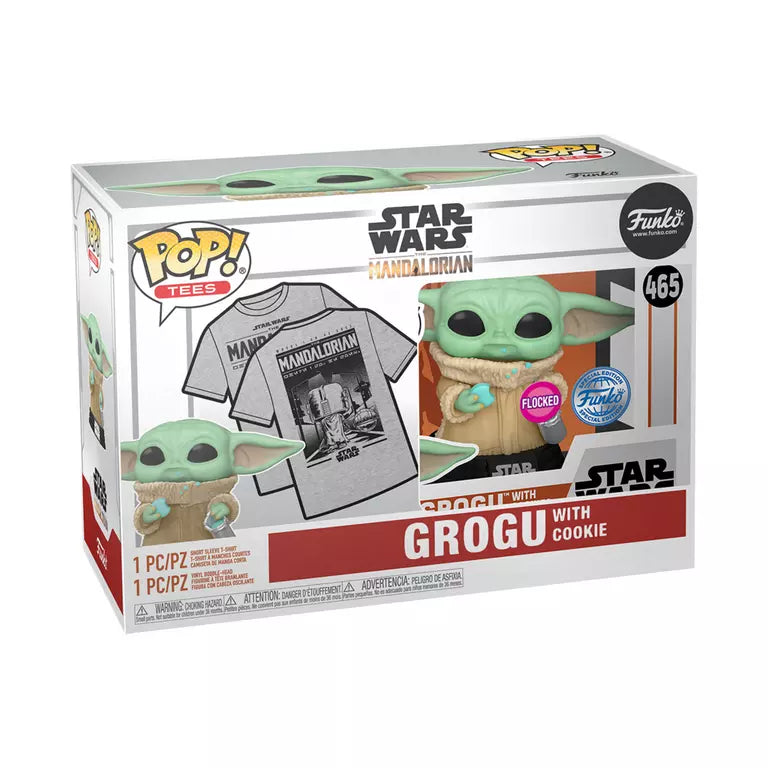 Funko Pop! & Tee Star Wars: The Mandalorian - Grogu with Cookie and Unisex T-Shirt Exclusive