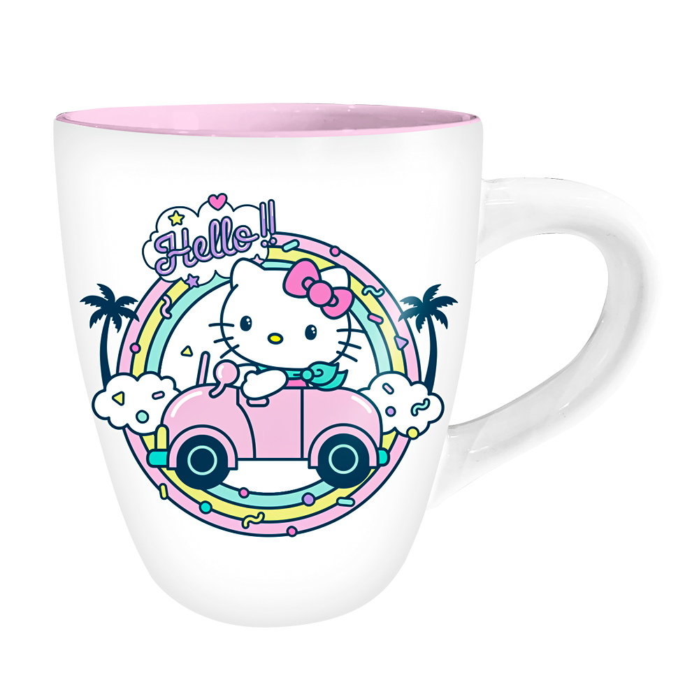 Hello Kitty Rainbow Car 25oz Jumbo Curved Ceramic Mug