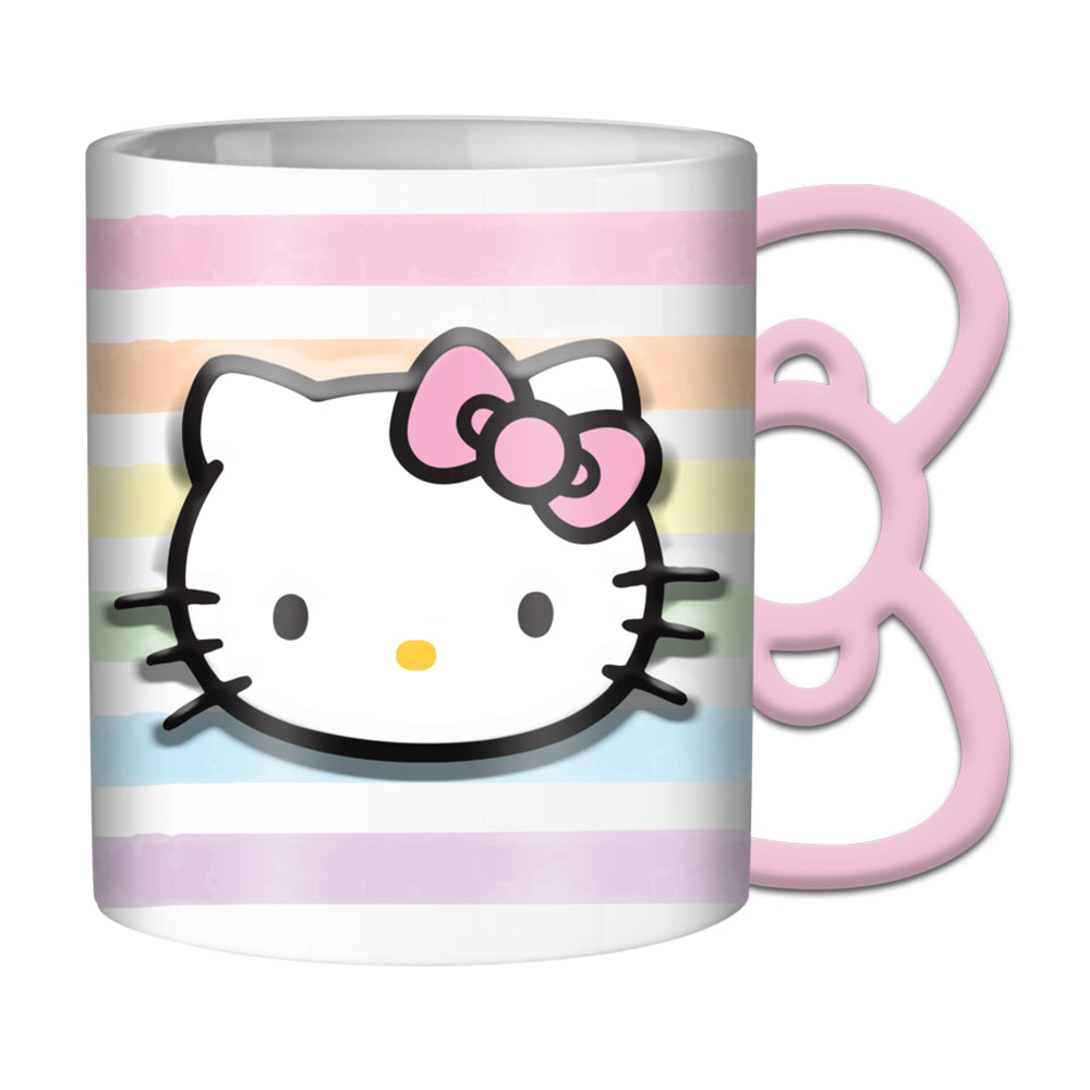 Sanrio Hello Kitty Pastel Embossed 20 Ounces Shaped Handle Ceramic Mug