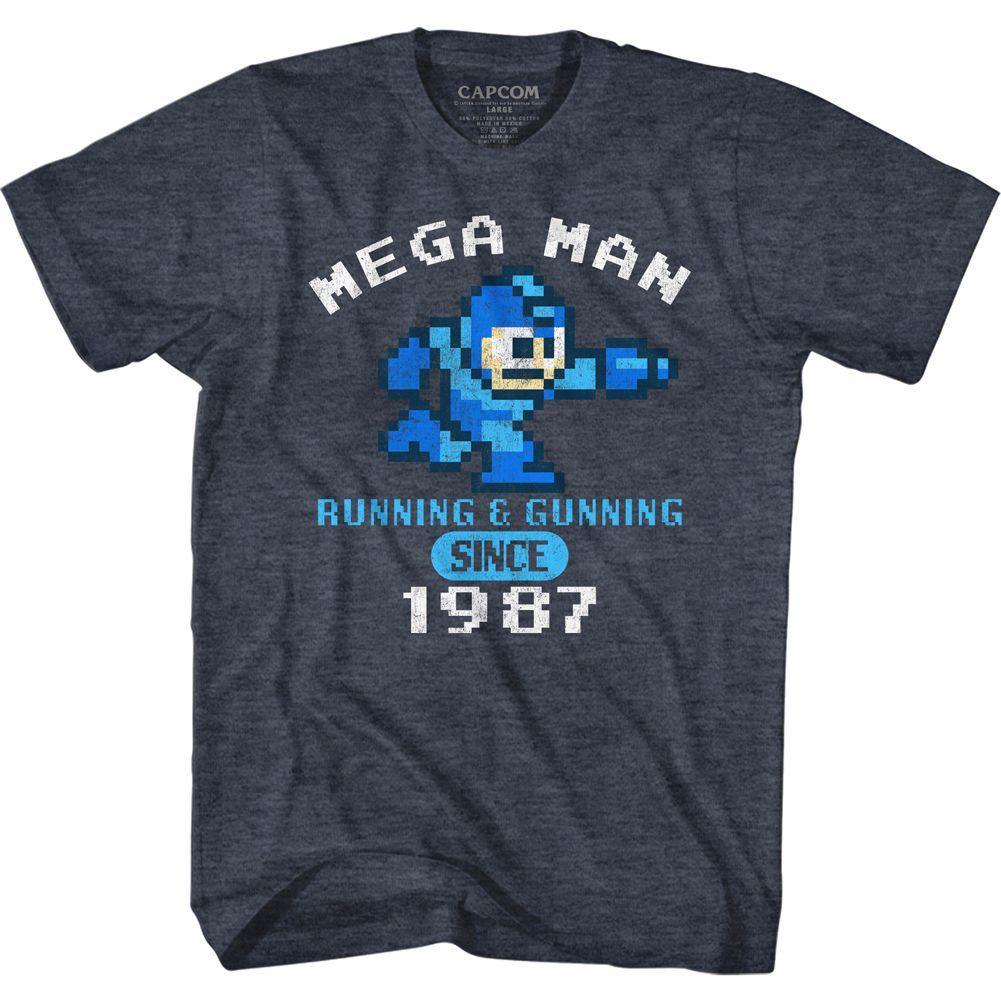 Mega Man Running And Gunning Since 1987 Gamer Adult T-Shirt