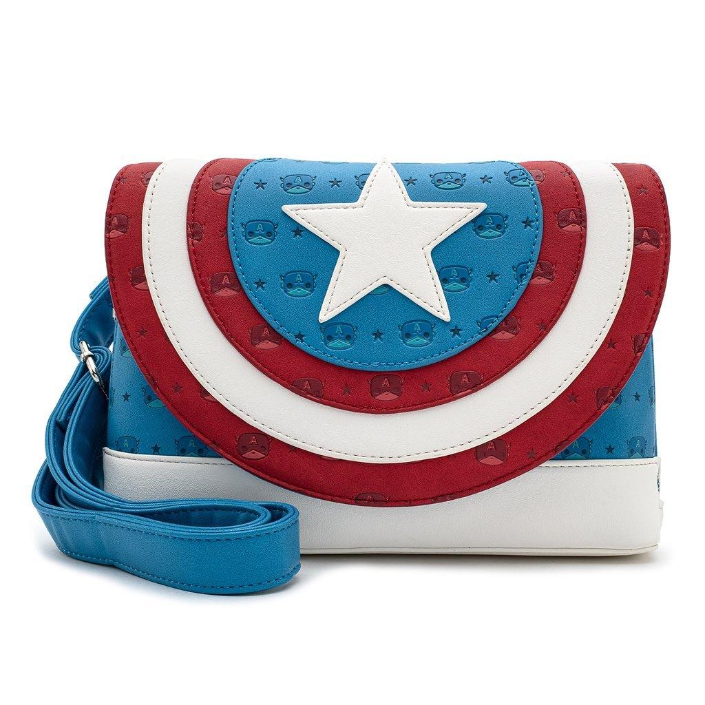Loungefly X Marvel Funko Captain America Debossed Shield Crossbody Bag