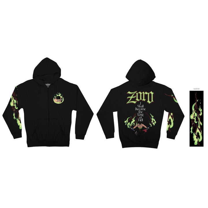 One Piece Roronoa Zoro King Of Hell Licensed Adult Zip Up Hoodie