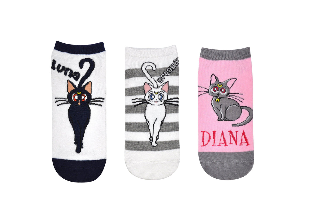 Sailor Moon Socks 3 Pair - Women Sailor Moon Merchandise Low Cut Cat Socks