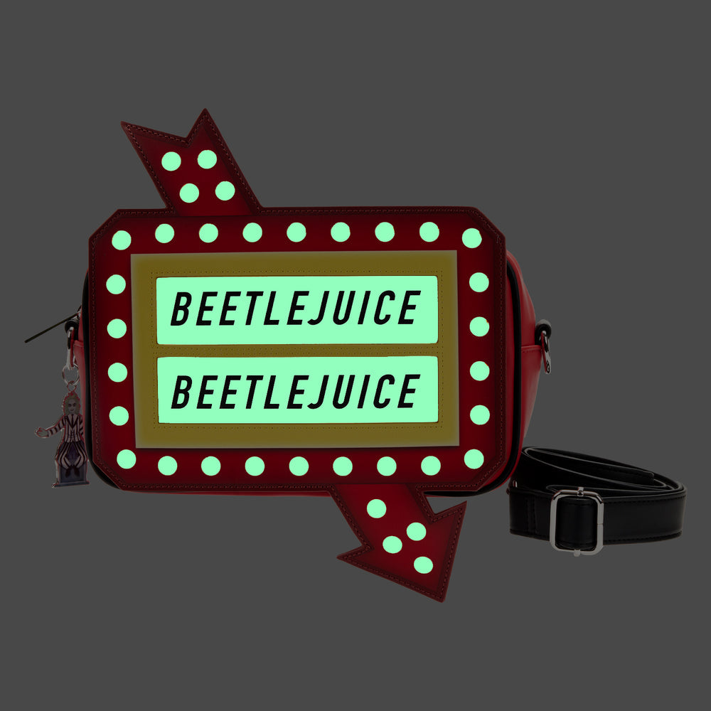 Loungefly Beetlejuice Glow Graveyard Sign Crossbody Bag Purse