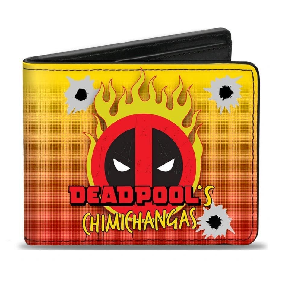 Deadpool Chimichangas Flaming Logo Marvel Bifold Wallet