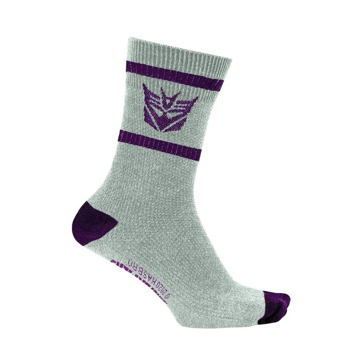 Hasbro Transformers Decepticons Symbol Grey and Purple Crew Socks