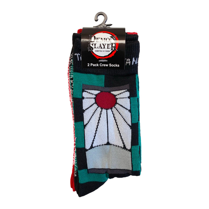 Demon Slayer 2 Pack - Nezuko & Tanjiro Flag Pattern Anime Crew Socks - Fundom