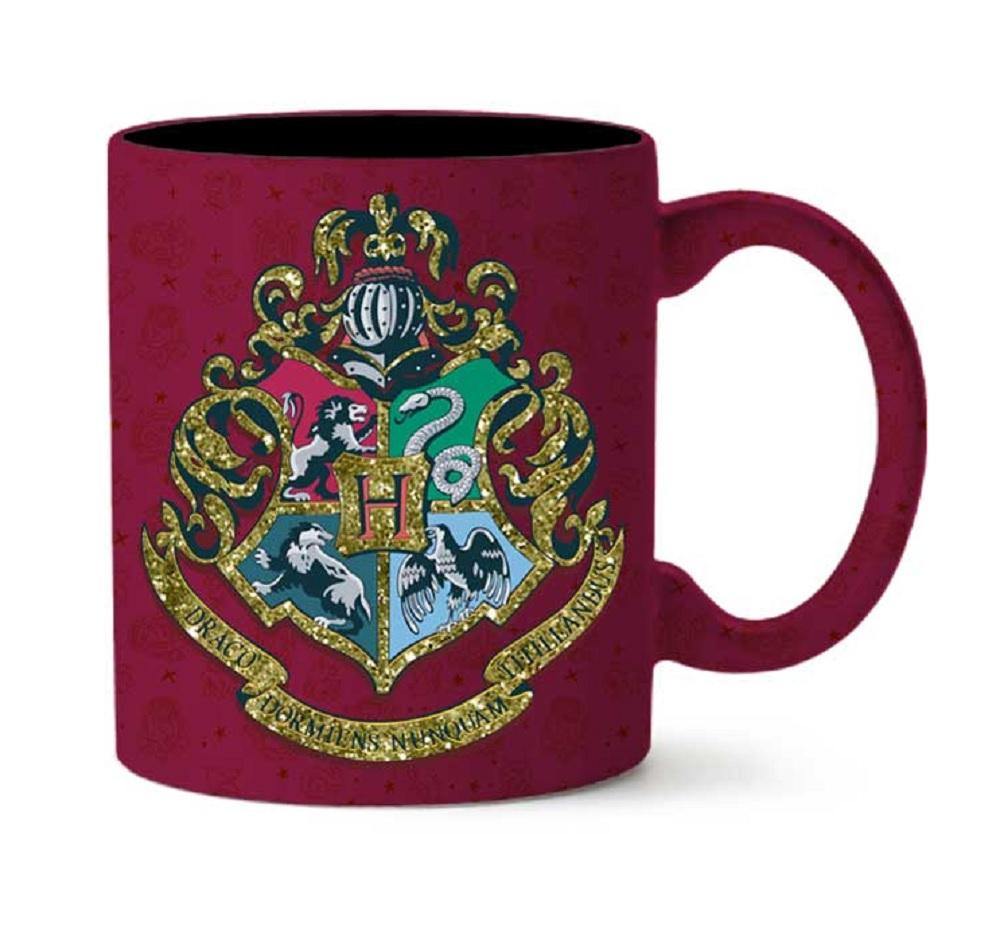 Harry Potter Hogwarts Crest Glitter Ceramic Coffee Mug 14-Ounces