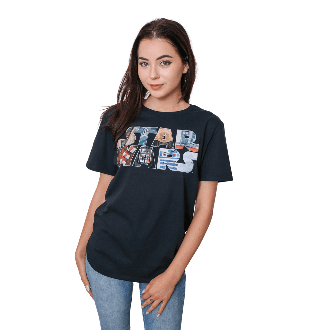Star Wars Logo Letter Fun Officially Licensed Adult T-Shirt