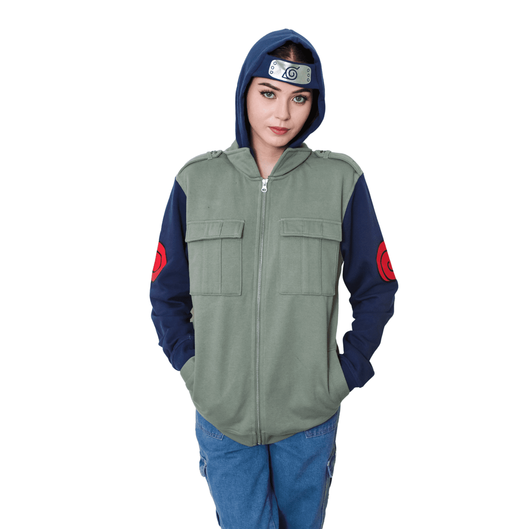 Naruto Shippuden Kakashi Hatake Cosplay Military Style Hoodie With Headband