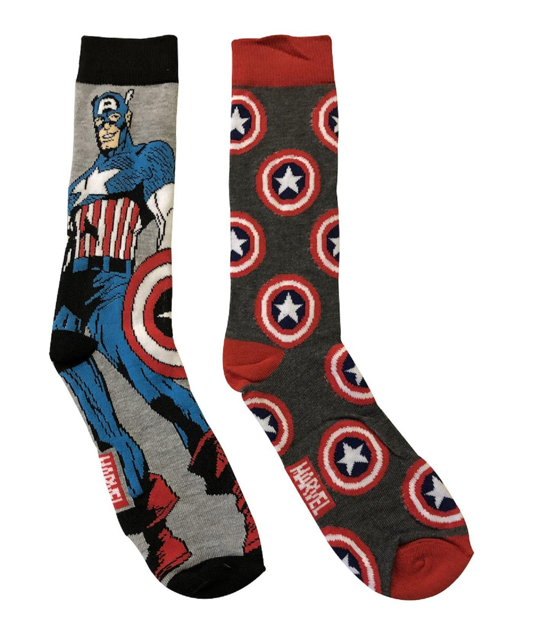 Captain America Standing Character and Shield Marvel 2-Pack Crew Socks