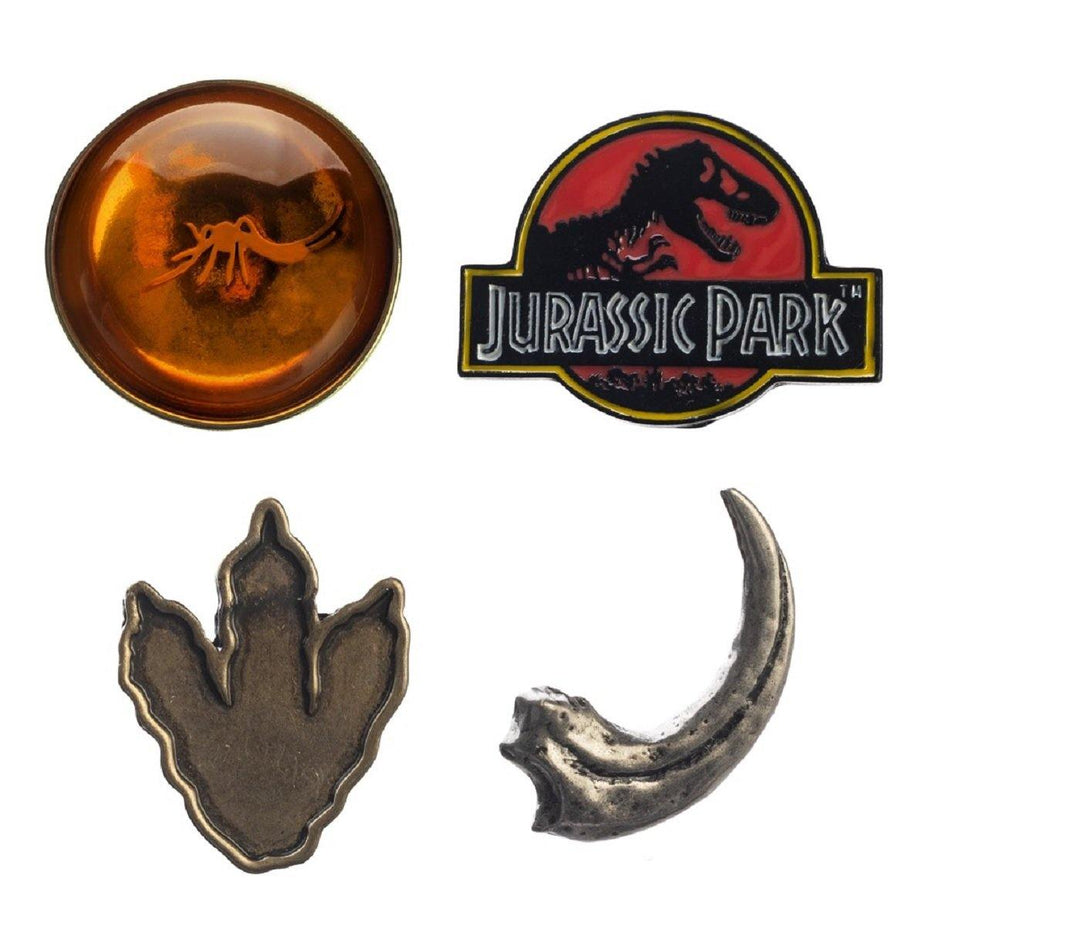 Jurassic Park Movie Logo and Symbols 4 Pack Lapel Pins Set