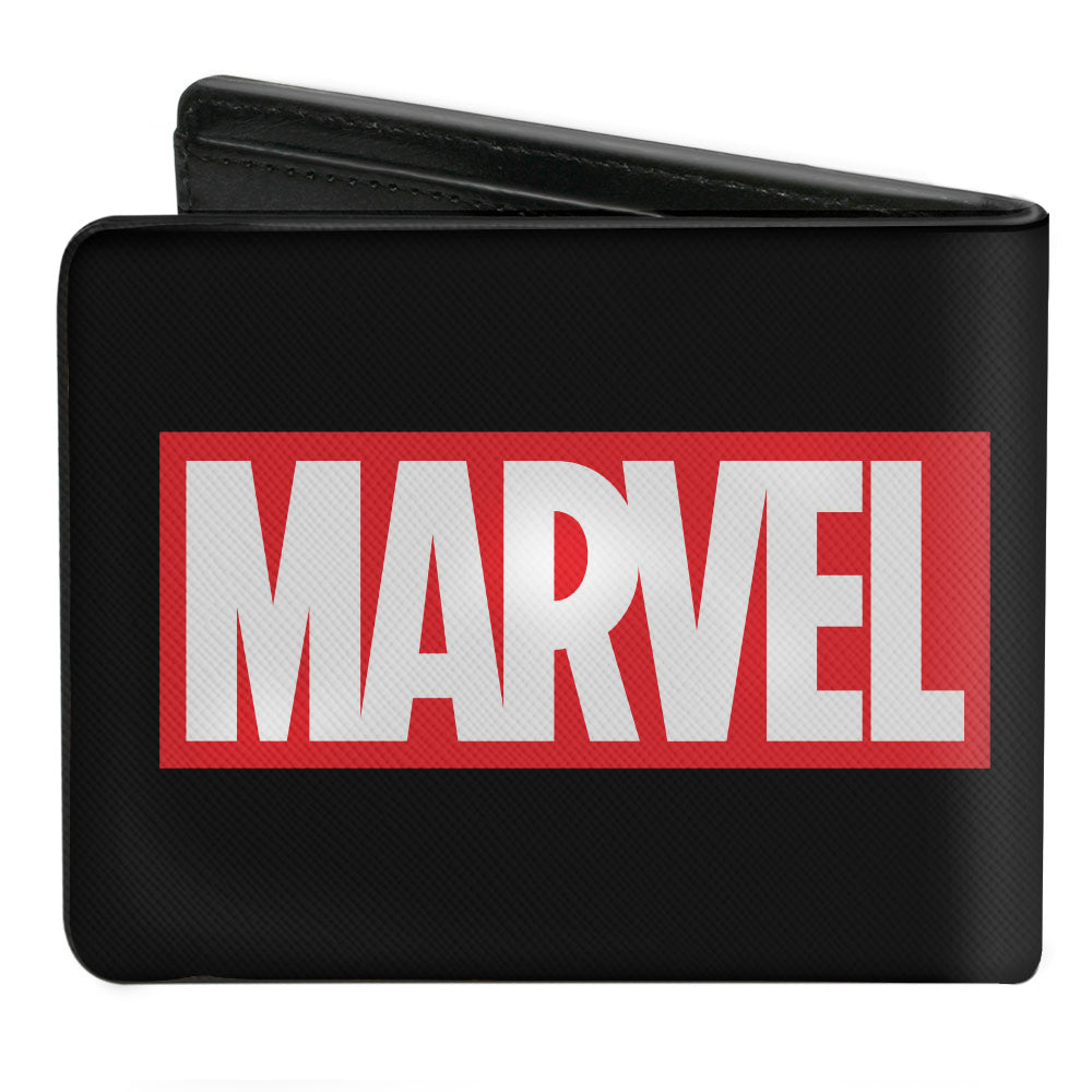 Marvel Comics Logo Brick Black Red White Bifold Wallet
