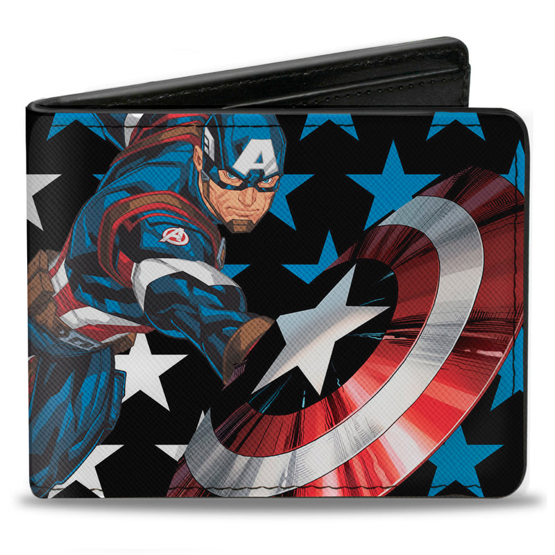 Captain America Pose With Stars Marvel Comics Bi-fold Wallet