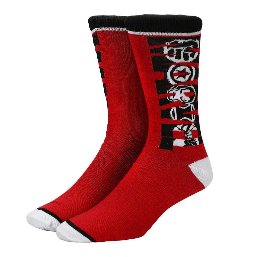 Marvel Comic Book Logo Superheroes Black And Red Crew Socks