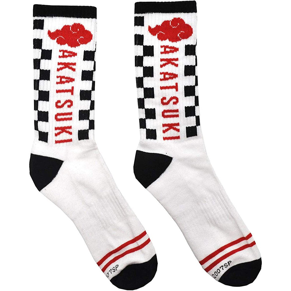 Naruto Shippuden Akasuki Clouds Anime Athletic White Crew Socks - Fundom