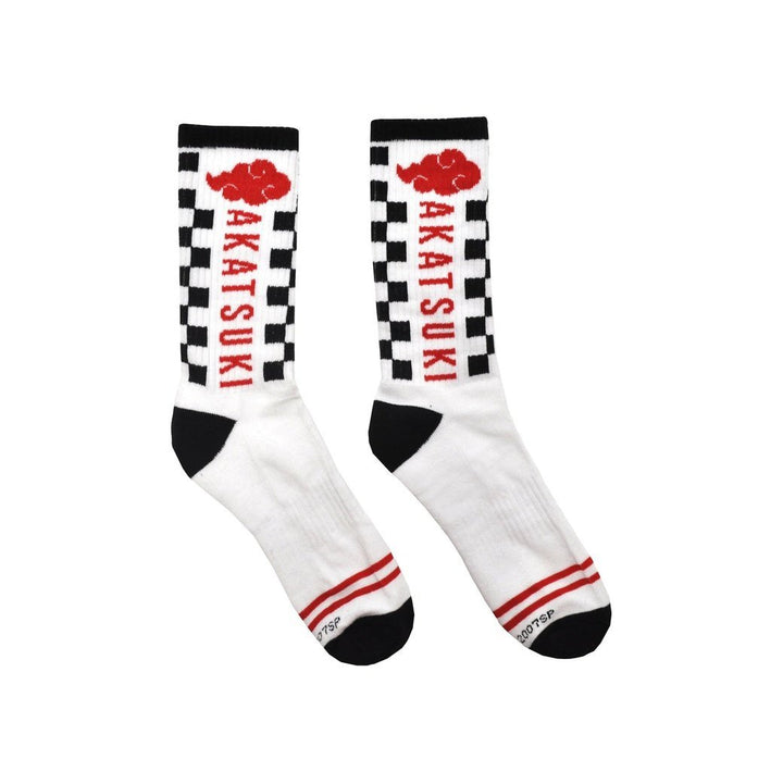 Naruto Shippuden Akasuki Clouds Anime Athletic White Crew Socks - Fundom