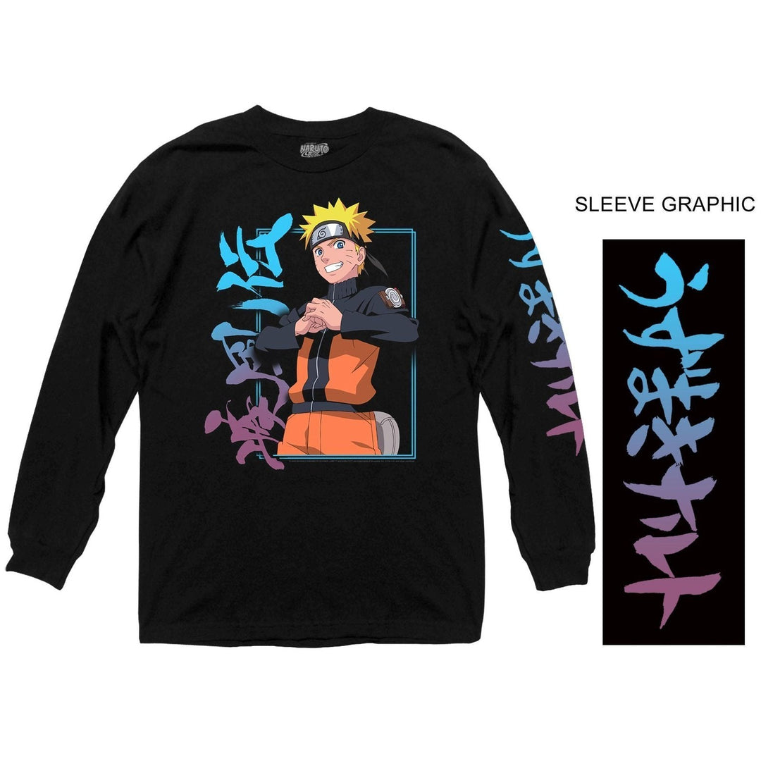 Naruto Shippuden Naruto Kanji Officially Licensed Adult Long Sleeve T-Shirt - Fundom