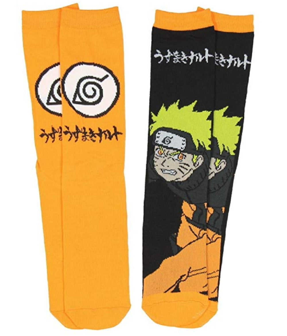 Naruto Shippuden Leaf Village Symbol 2 Pack Crew Socks One Size Fits Most