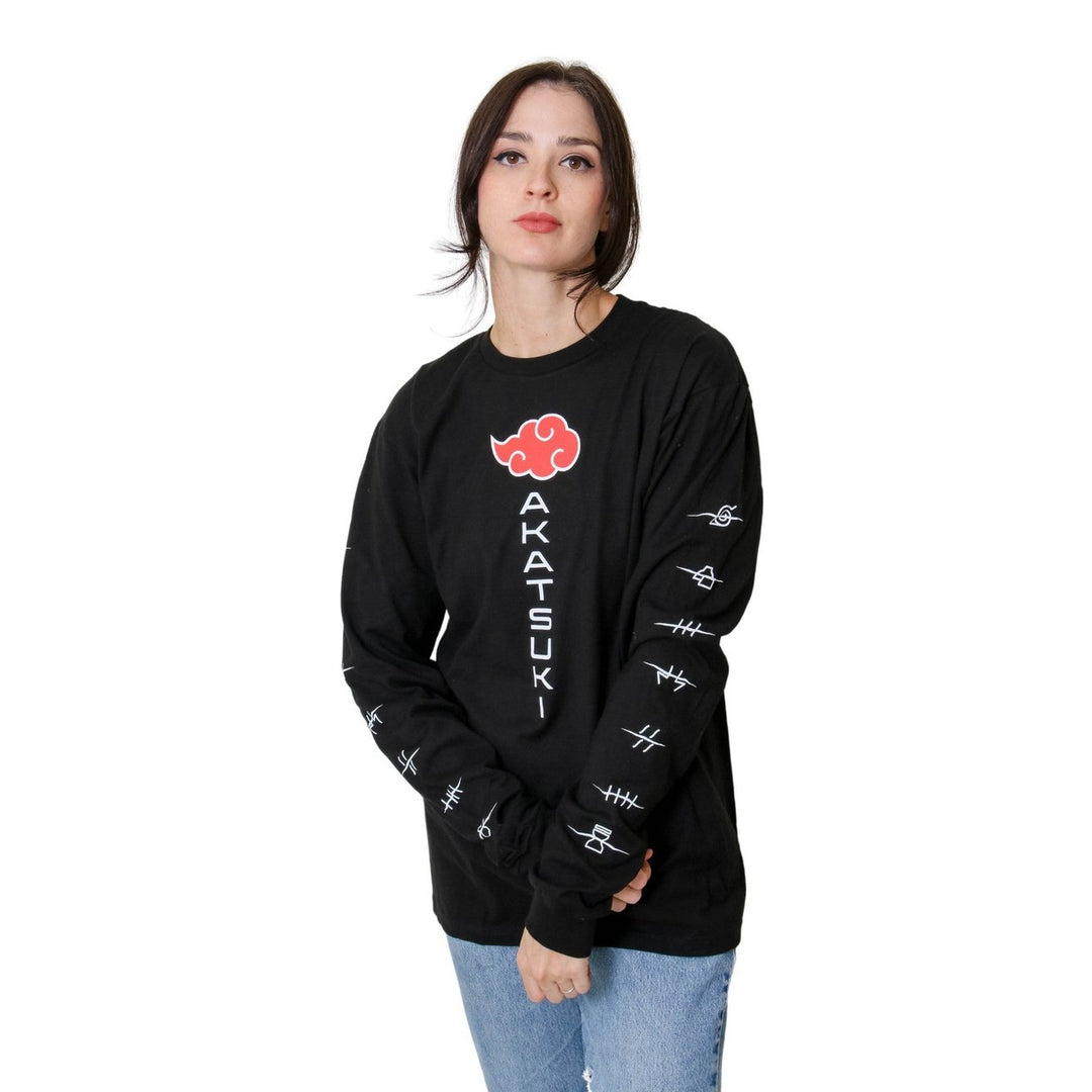 Naruto Shippuden Akatsuki Anti Village Symbols Cloud Anime Adult Unisex Long Sleeve T-Shirt