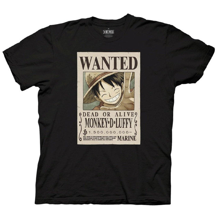 One Piece Luffy Full Wanted Poster Anime Adult Short - Sleeve Graphic T-Shirt - Fundom