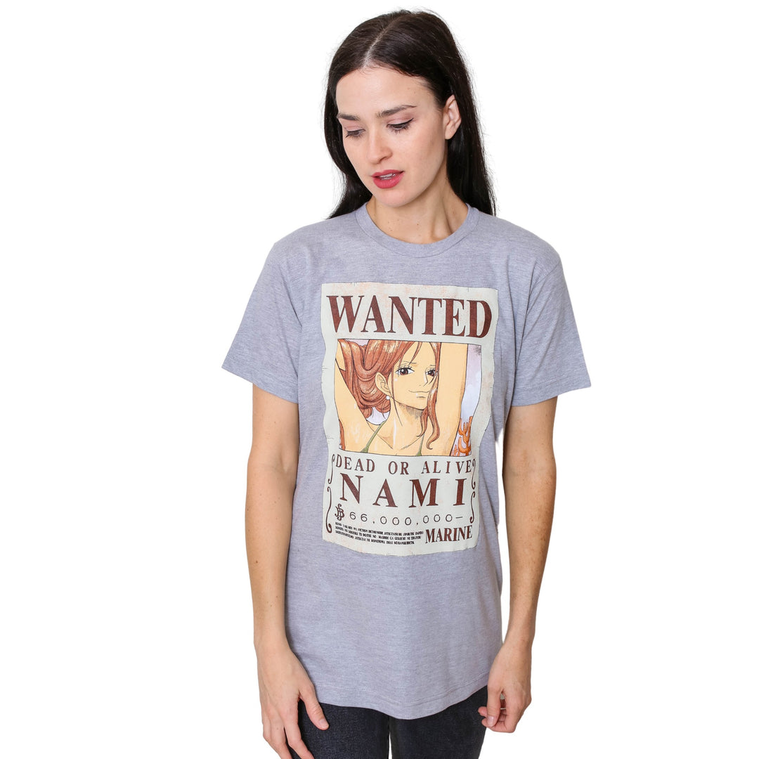 One Piece Nami Full Wanted Poster Anime Adult Short-Sleeve Graphic T-Shirt