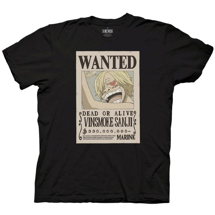 One Piece Sanji Full Wanted Poster Anime Adult Short-Sleeve Graphic T-Shirt