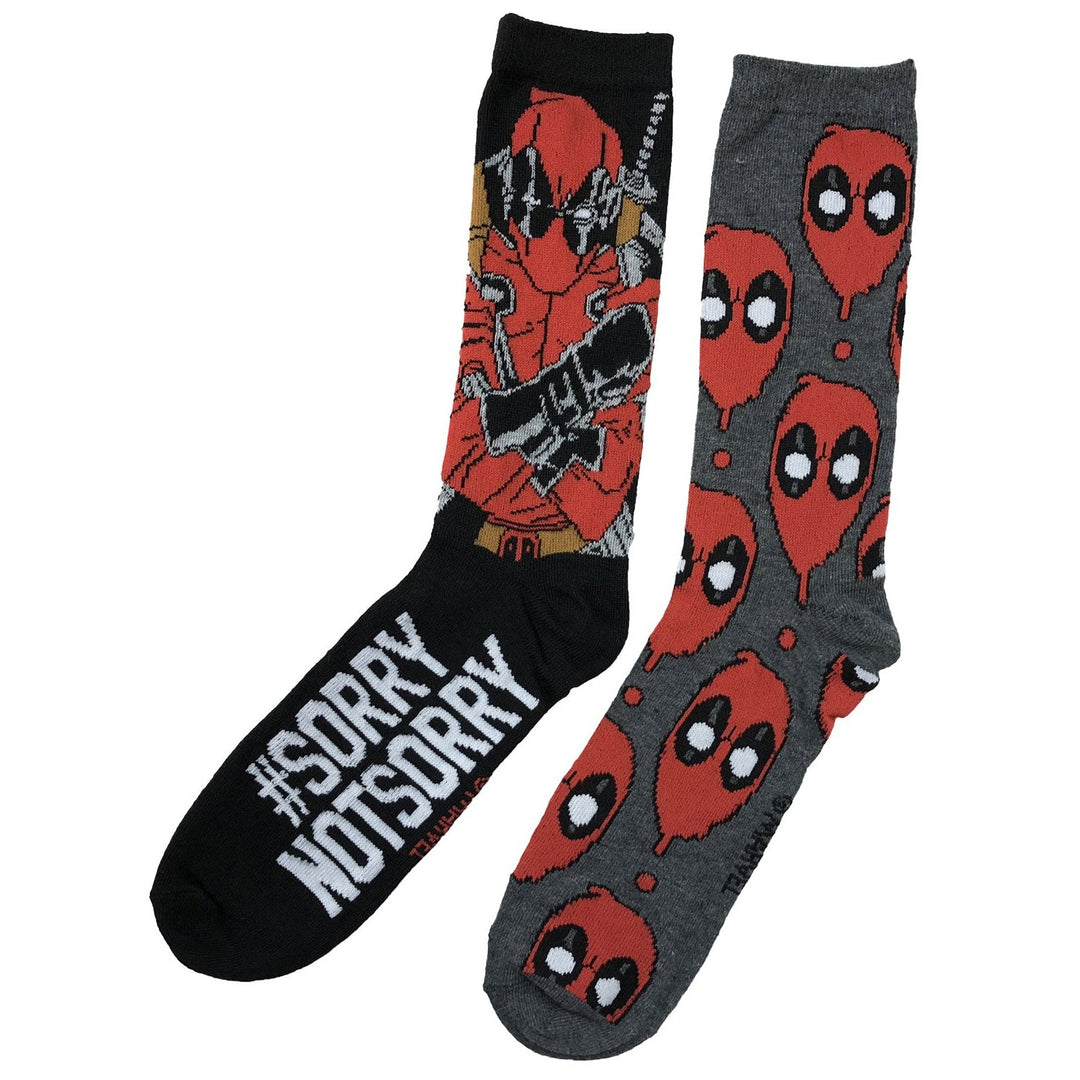 Marvel Deadpool Sorry Not Sorry 2 Pack Crew Socks