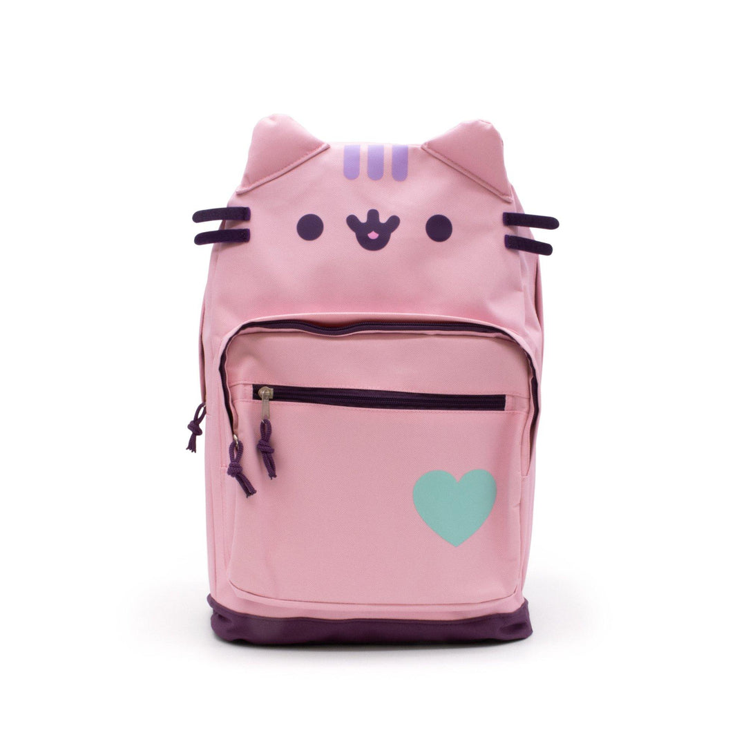 Pusheen The Cat Face Pink Backpack Bag with Front Pocket