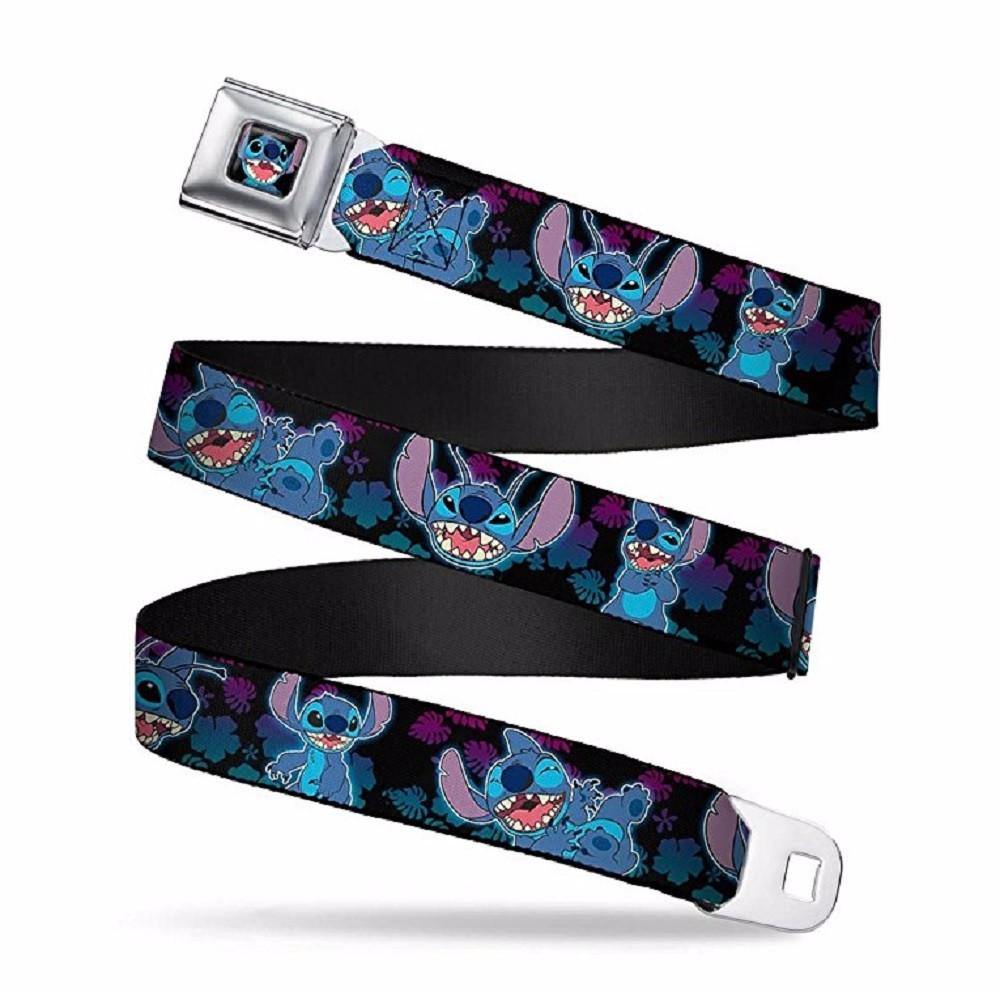 Disney Stitch Poses With Tropical Flora Seatbelt Belt