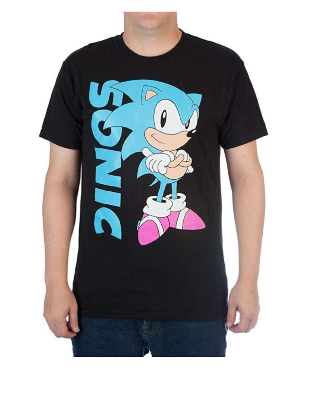 Sega Sonic Black Adult T Shirt