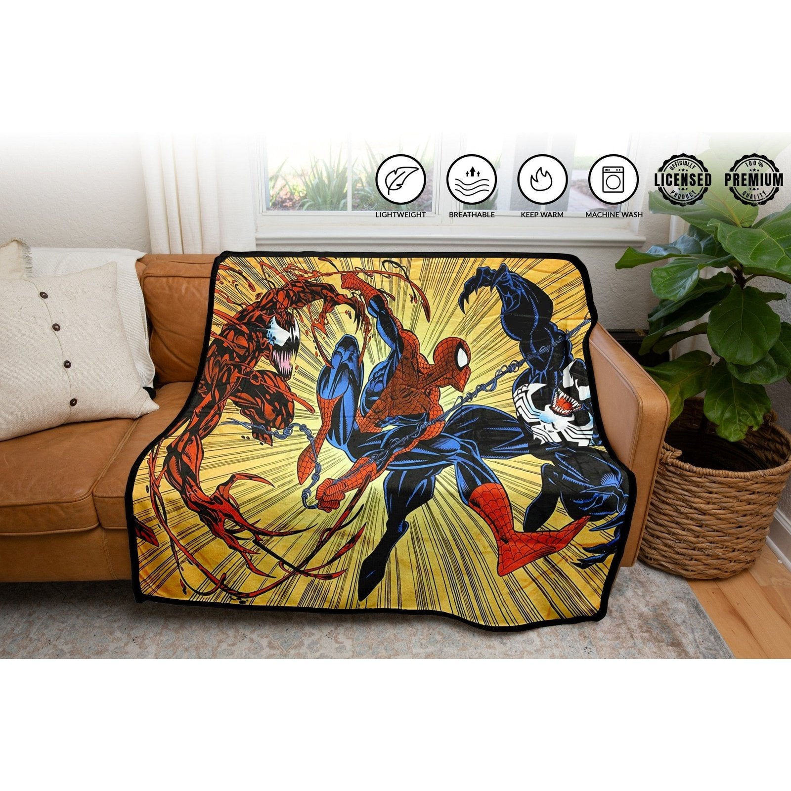 Spider Man Maximum Carnage And Venom Marvel Fleece Throw Blanket